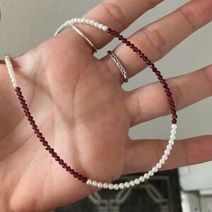 Rhodolite Garnet & Pearl beaded necklace